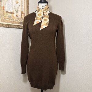 Ralph Lauren Brown Merino Wool Sweater Dress Women’s Size Medium